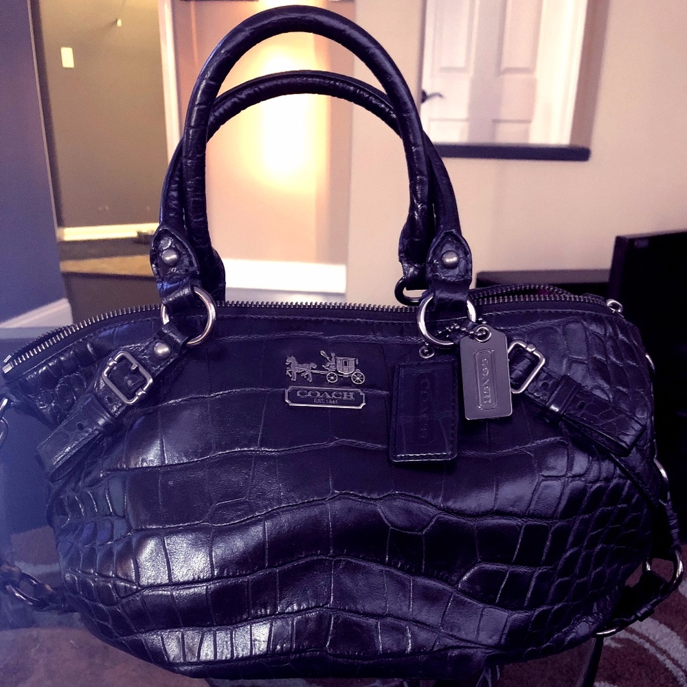 Coach Leather Snakeskin Satchel